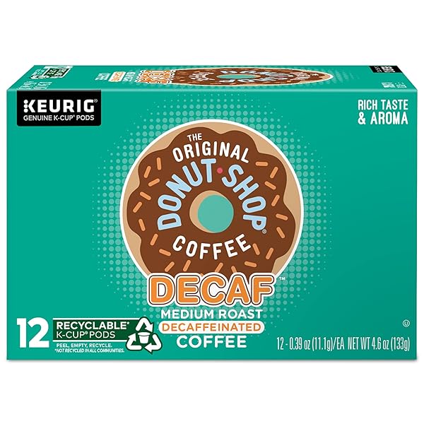 THE ORIGINAL DONUT SHOP KEURIG SINGLE-SERVE K-CUP PODS, DECAF KEURIG SINGLE-SERVE K-CUP PODS, MEDIUM ROAST COFFEE, 12 COUNT