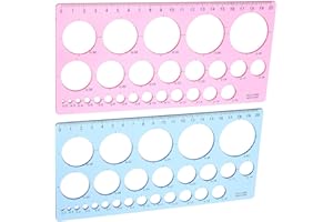 WIXGAOTK 2 Pack Circle Drawing Rulers Plastic Geometric Stencils Template Set with Blue and Pink Designs for Office School Ar