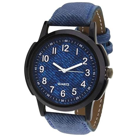 BF102 Blue Leather Strap Wrist Watch for Boys & Girls
