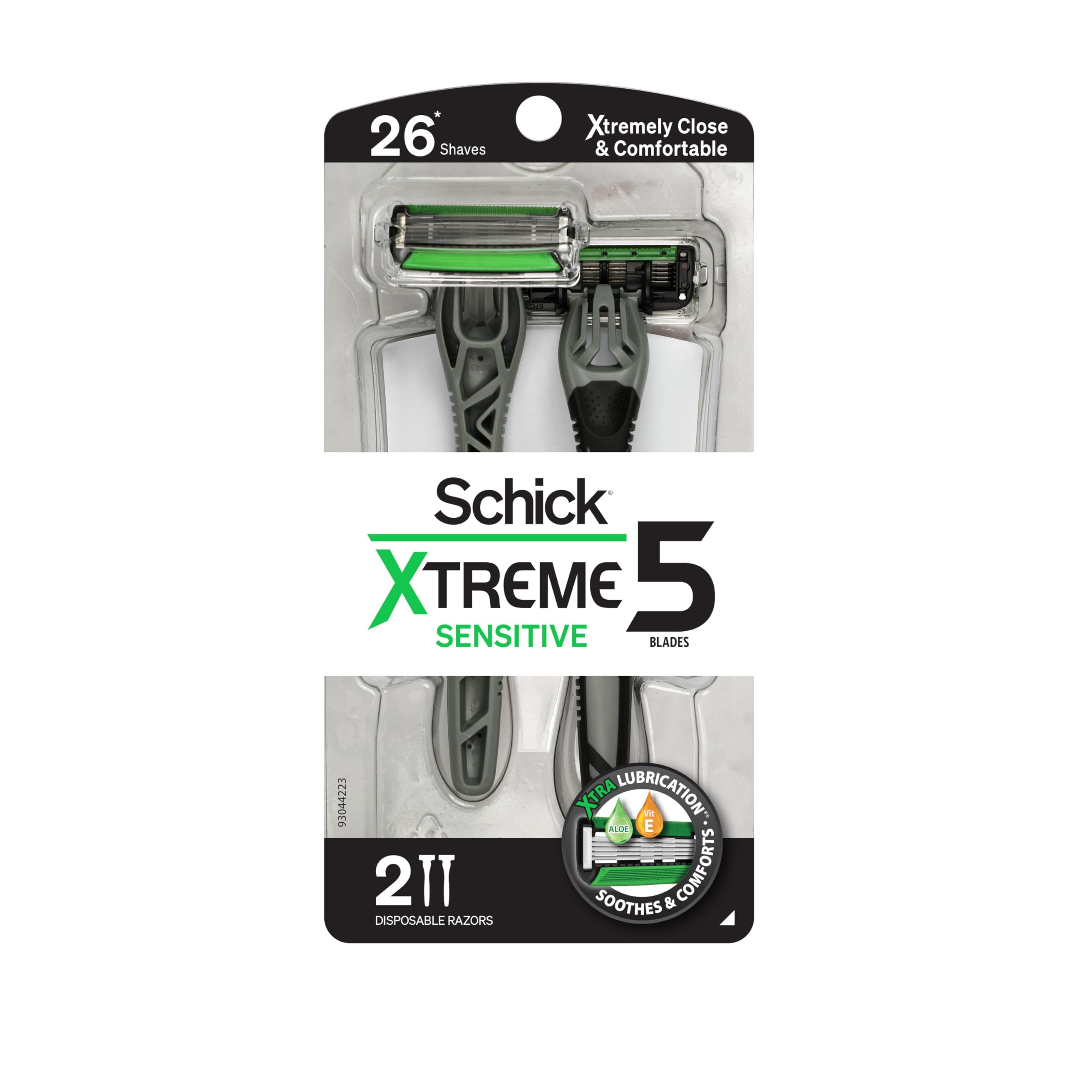 Photo 1 of Schick Xtreme 5 Blade Disposable Razors for Men, 2 ct, Men's Sensitive Skin Razor Pack, Protects Skin from Irritation