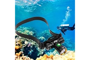 WINDFIRE Dive Light Diving Headlamp, Super Bight Underwater Lights, IPX8 Waterproof Head Lamp Flashlight, 3 Modes Scuba Light with Power Indicator for Snorkeling, Diving