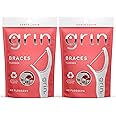 GRIN Braces Flosser, Floss Picks Designed for Braces, 60 Count, Dental Flossers, Recycled Plastic, Ortho Approved, Premium Thin Floss, Includes Handy Wax Scraper and Pick (Pack of 2)