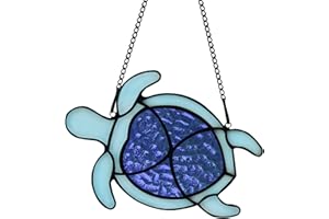 HAOSUM Sea Turtle Stained Glass Window Hangings,Sea Turtle Wall Window Art for Bathroom Living Room Sea Life Birthday Gift for Mom Grandma Friends