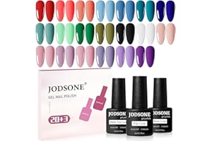 JODSONE 23 PCS Gel Nail Polish Set with Base Glossy and Matte Top Coat Multicolored Gel Nail Long Lasting Suitable for All Seasons