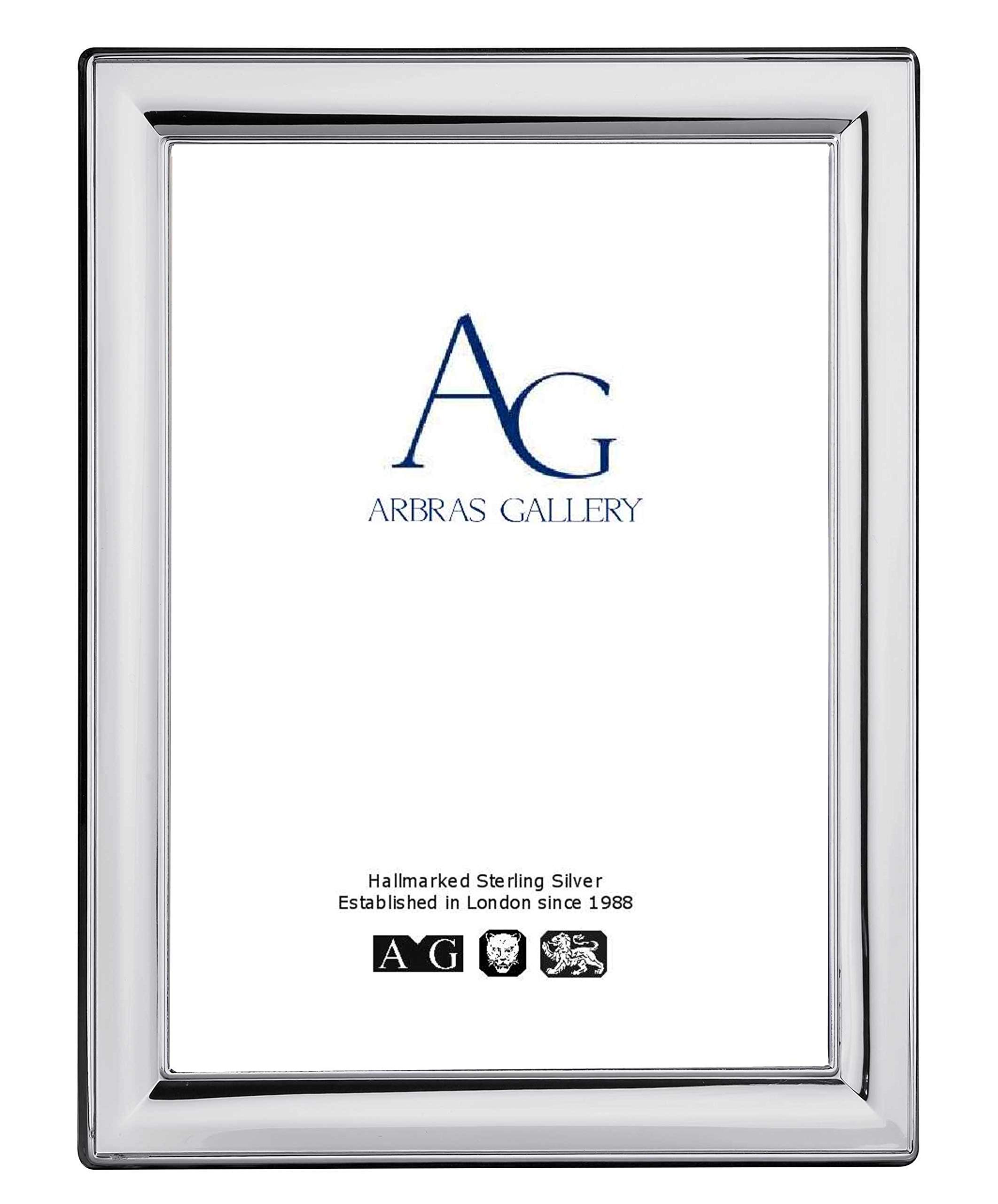 Arbras Gallery AG Sterling Silver Plain Frame for photograph 7"x 5" with Wood Back can stand portrait or landscape