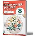 FURWEY 8PCS 8.5"x11" Sticky Water Soluble Embroidery Stabilizer Printable Paper Wash Away Stabilizer Allowed for Print or Dra