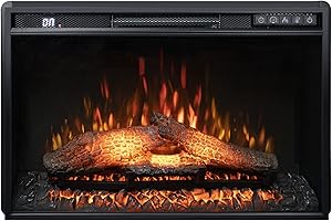 Oxhark Flame 26 Inches Electric Fireplace Inserts, 1500W Wall Recessed with Remote Control, Timer, 6 Brightness and 5 Speeds, Overheating Protection, Fireplace Heater for Indoor Use