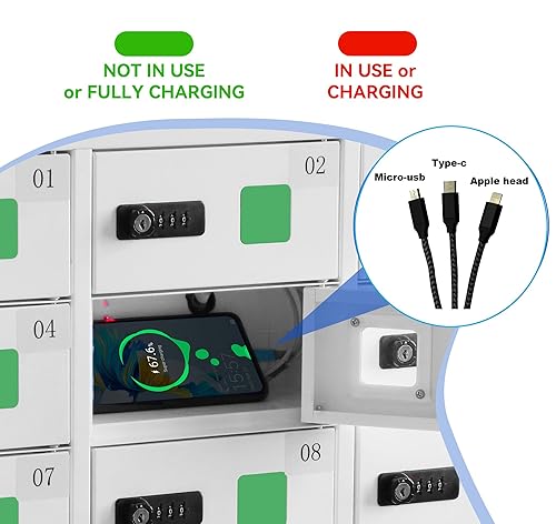 Bpatoimsx 12-Bays Cell Phone Cabinet Locker Station with Charger