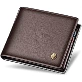 LAORENTOU Men's Wallets Genuine Leather Mens Bifold Wallets with Zipper Coin Pocket Casual Men Purse Slim Wallet