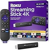 Roku Streaming Stick 4K | Portable Roku Streaming Device 4K/HDR/Dolby Vision, Roku Voice Remote, Free & Live TV