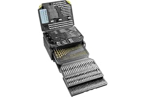 K Tool International 10330 Automotive Plastic/Steel/Wood Premium Drill Bit/Accessory Set for Garages, Repair Shops, and DIY, 16"x13"x9.5" Portable Carrying Case, (2) Folding Trays, Black, 326 Piece