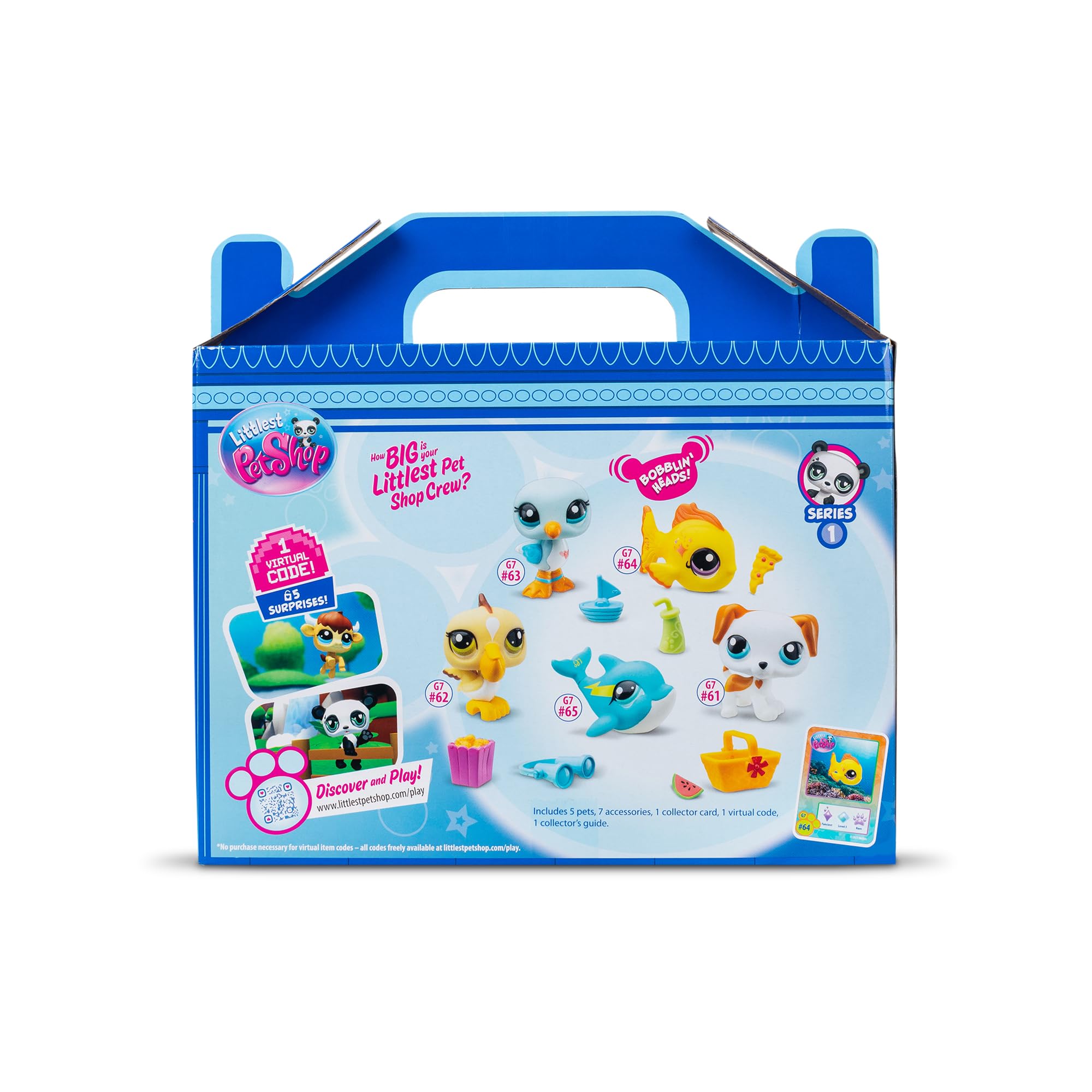 Littlest Pet Shop, Collector Set, Beach Besties Theme - Gen 7, Pets #61 to #65, Authentic LPS Bobble Head Figure, Collectible Imagination Toy Animal, Kidults, Girls, Boys, Kids, Tweens Ages 4+