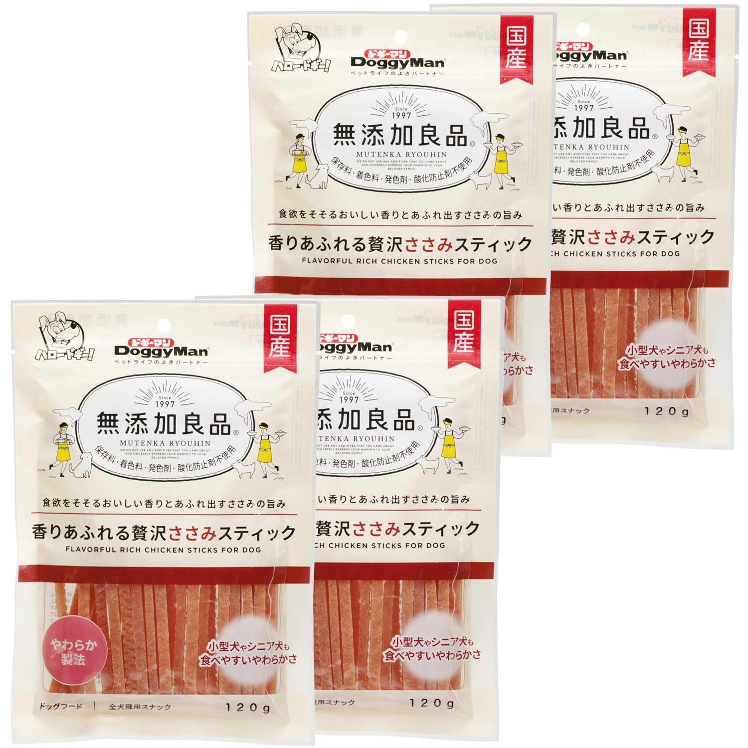 ドギーマン 無添加良品 香りあふれる贅沢ささみスティック 120g×4個セット商品画像
