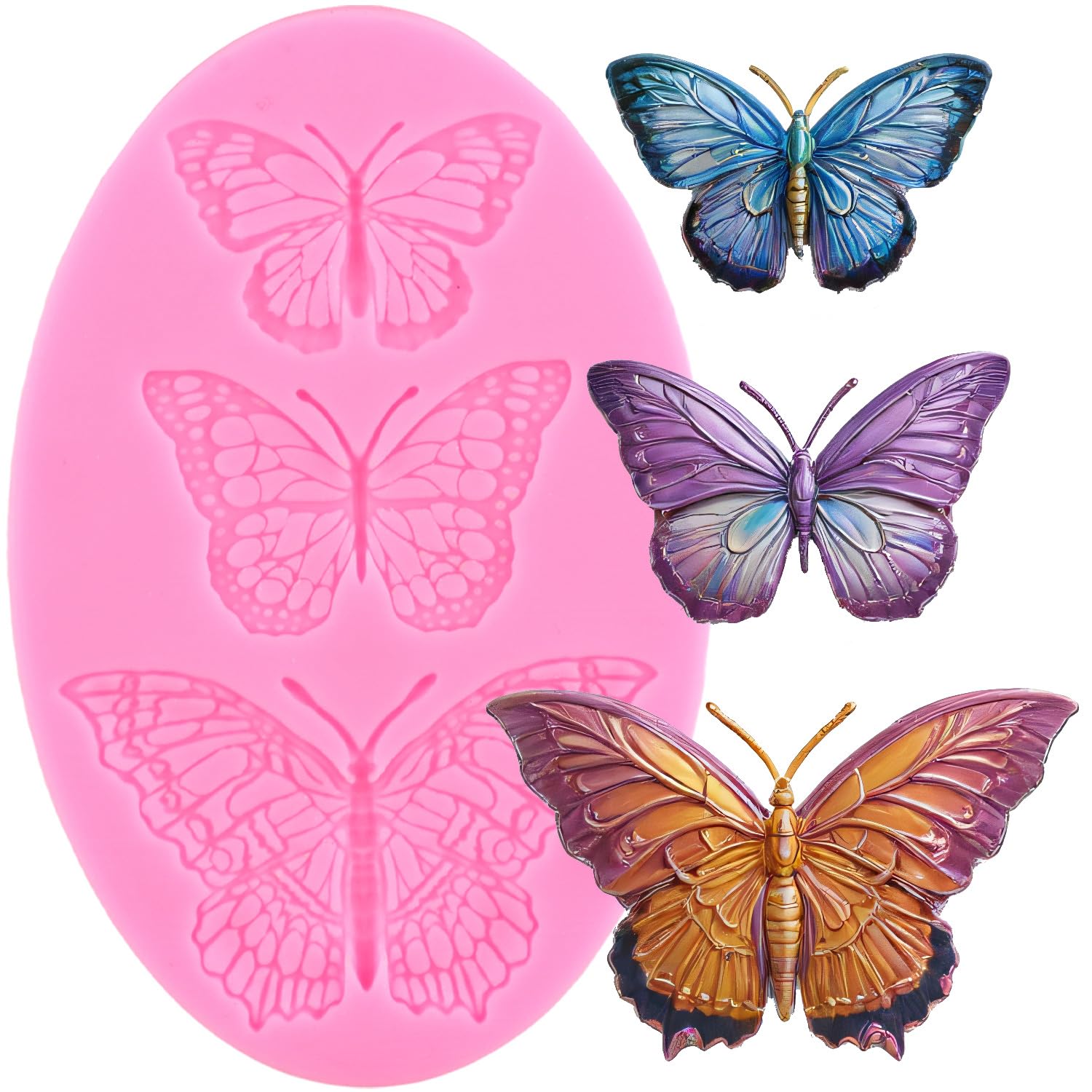 XMOLDNMS Butterfly Silicone Moulds Butterfly Fondant Mould for Cake Decoration Cupcake Topper Chocolate Candy Polymer Clay Gum Paste