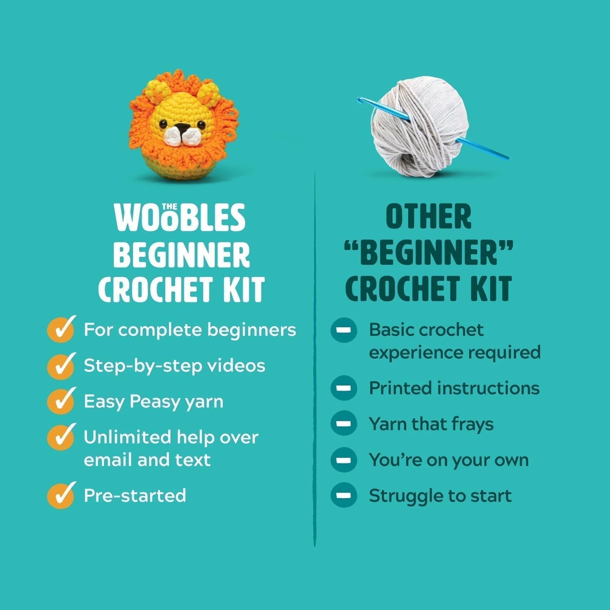 The Woobles Crochet Kit for Beginners - Easy Arts and Crafts Knitting & Crochet Animals Kit As Seen On Shark Tank - Pierre The Penguin