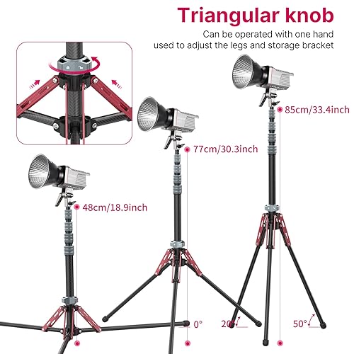 ULANZI Light Stand Carbon Fiber MT-49, Adjustable Tripod Stand for