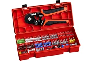 PEBA Ferrule Crimping Tool Kit, Hex Ferrule Crimper Self-adjusting for Wire Ferrules AWG 24-10, With 21 Sizes Insulated Wire Ferrules/Twin Terminals Set - Wire Crimping Tool - Hex Crimper for Ferrules