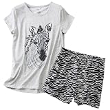 ENJOYNIGHT Women's Cute Sleepwear Print Tee and Shorts Pajama Set (Large, ZZZebr