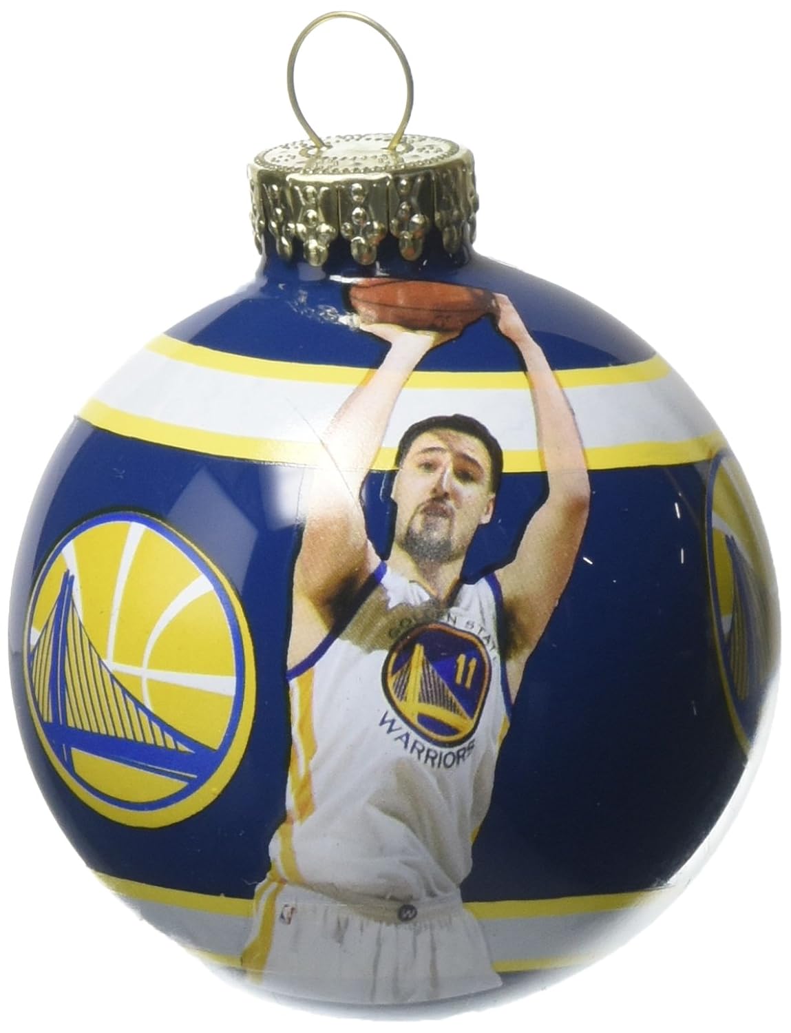 FOCO Golden State Warriors Klay Thompson Image Glass Ball Christmas Ornament