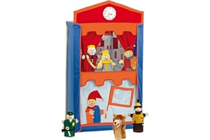 Roba Punch & Judy Show: Wooden Puppet Theater - Includes 6 Hand Puppets, Free-Standing, Toddler & Kids, Ages 3+