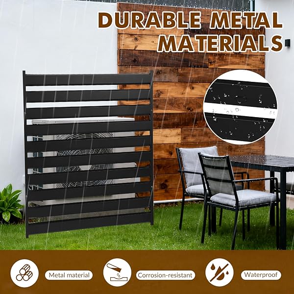 JPSEYBB 42″ H X 38″ W (3 PANELS) AIR CONDITIONER FENCE SCREEN – PRIVACY FENCE PANELS FOR OUTSIDE UNIT, POOL EQUIPMENT ENCLOSURE, NO DIG BACKYARD FENCING BLACK