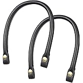 FdcZeyxior 2 PCS Leather Purse Handles Replacement, Black PU Leather Purses Straps, Purse Replacement Straps with Metal Button for Handbag Handles, DIY Bag Making (18.1" Length)