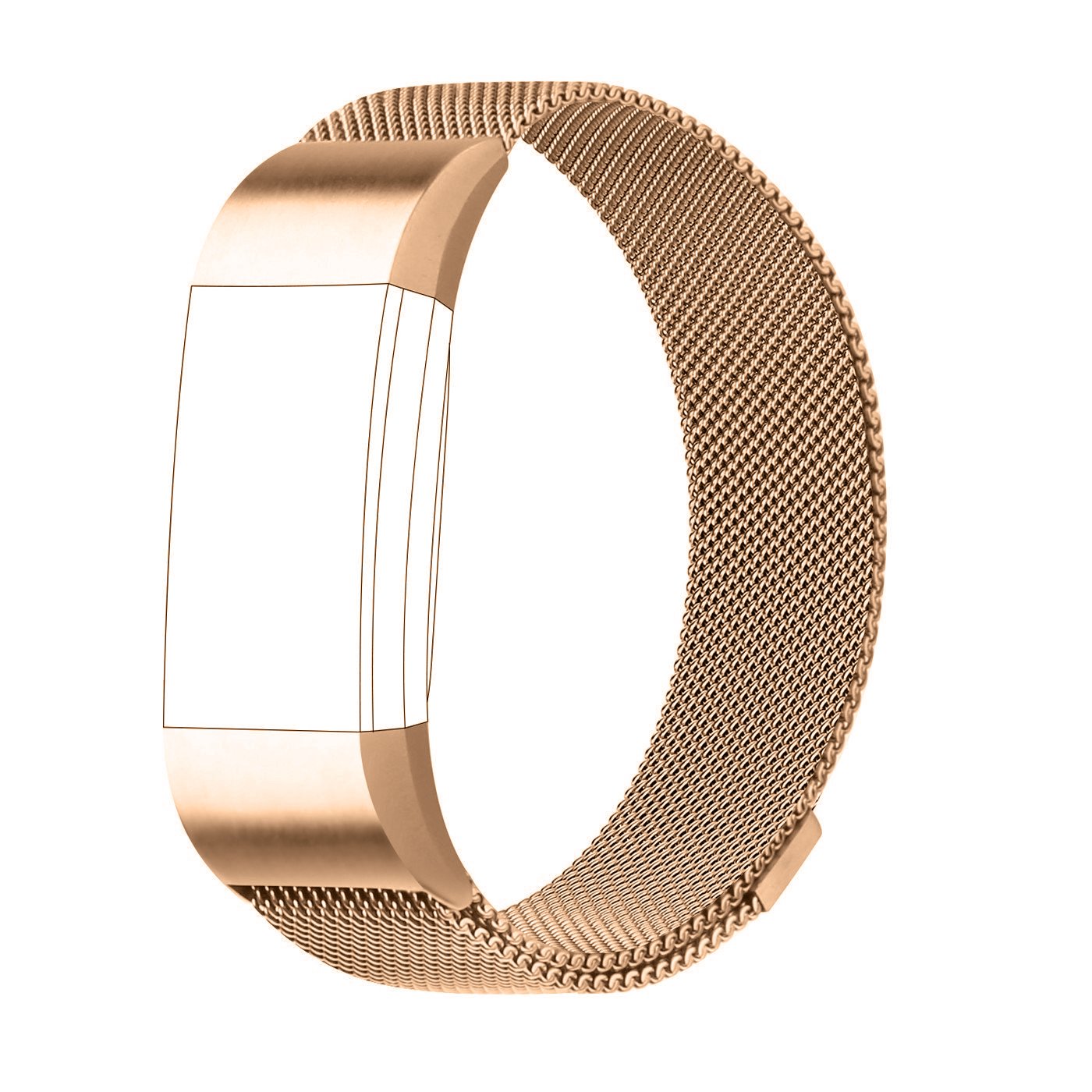 For Fitbit Charge 2 Band, Moobom Milanese Loop Stainless Steel Smartwatch Starp with Magnet Lock for Fitbit Charge 2 Replacement Wristbands (Large)