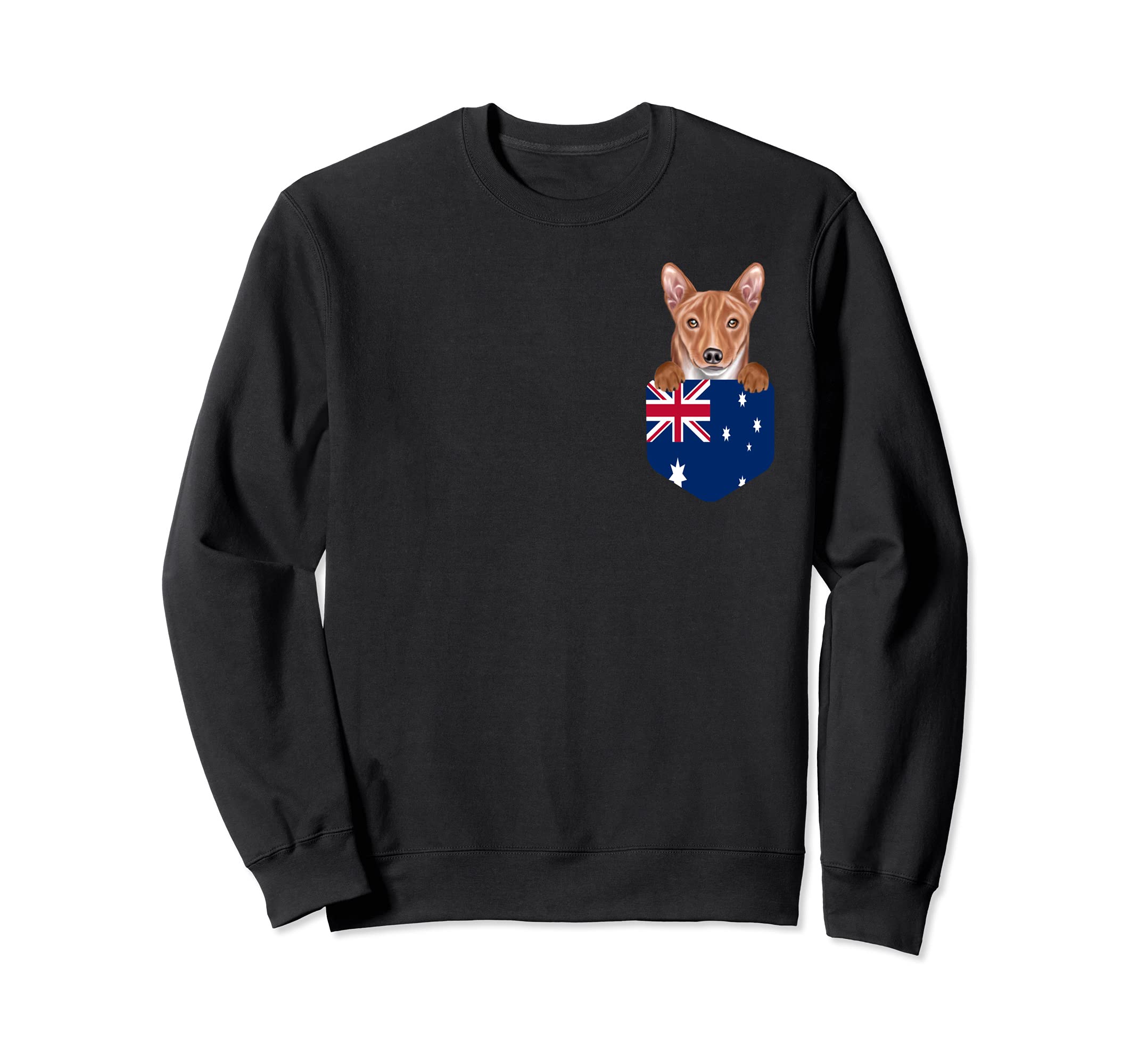 Australia Flag Basenji Dog In Pocket Sweatshirt