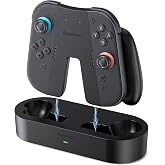 NEWDERY Switch 2 Controller Charging Dock with Magnetic Charging Grip | 2-in-1 Fast Controller Charger Station for Joycons, Play While Charging with LED Indicator, Black