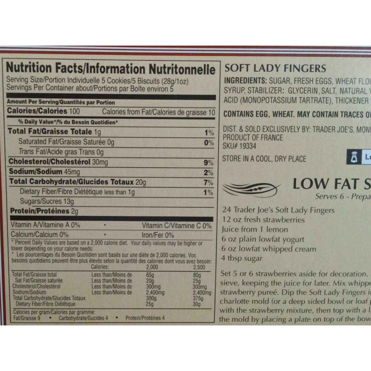 Trader Joes Soft Lady Fingers Low Fat 4.75 oz Buy Online in UAE