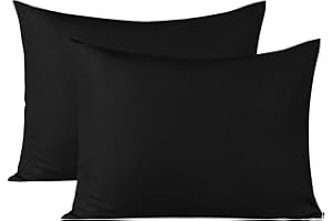 BEDSUM Microfiber Standard Pillowcases Set of 2, Soft Wrinkle Resistant and Easy Care Pillow Cases with Envelope Closure for Kids, 20x26 inches, Black