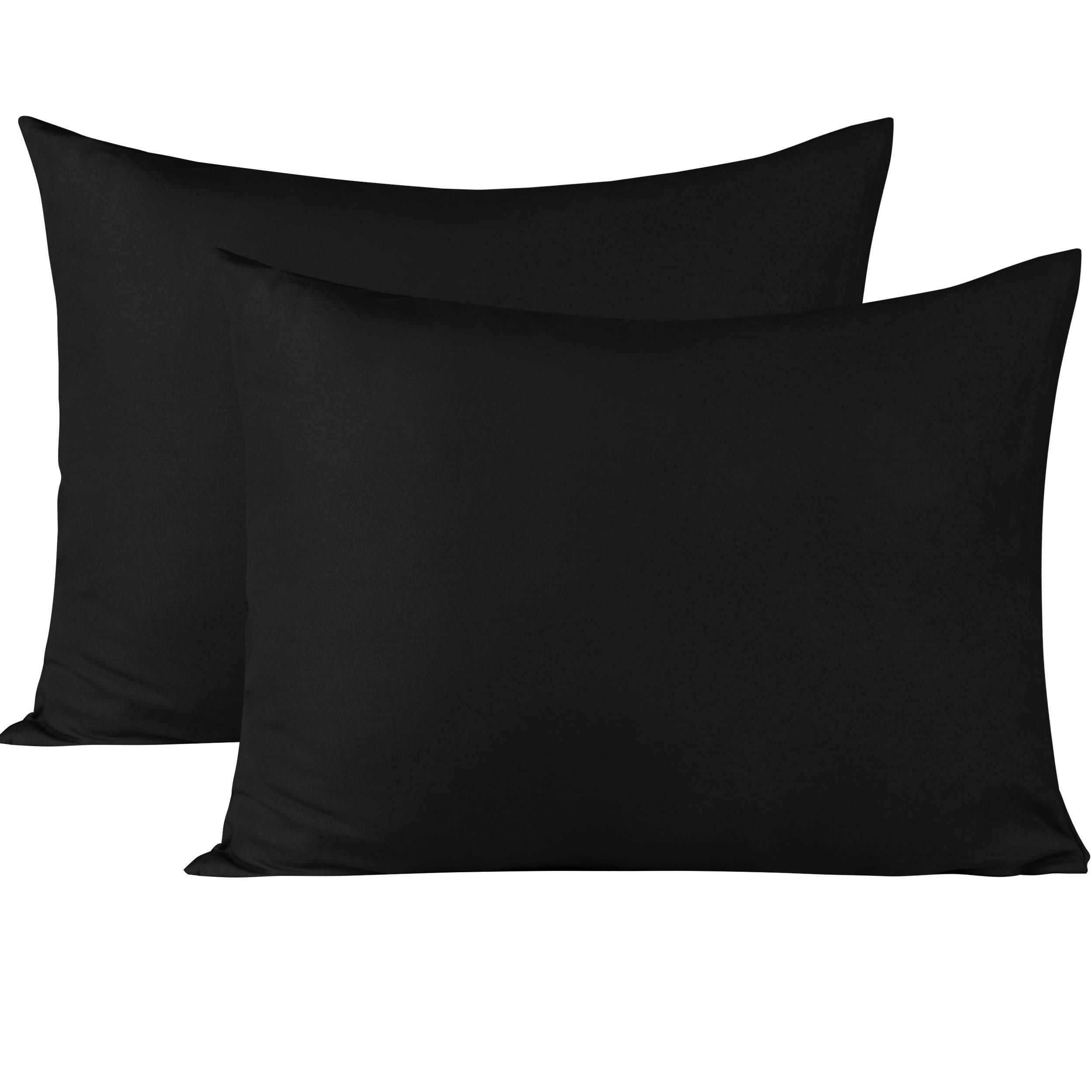 Photo 1 of BEDSUM Microfiber Standard Pillowcases Set of 2, Soft Wrinkle Resistant and Easy Care Pillow Cases with Envelope Closure for Kids, 20x26 inches, Black