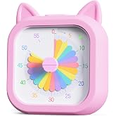Owliwise Cat Visual Timer for Kids, 60 Min Countdown, 3 Sound Modes | Cute Pomodoro rainbow timer disk timer for classroom, home study, kids desk, office desk, meetings, time management tool