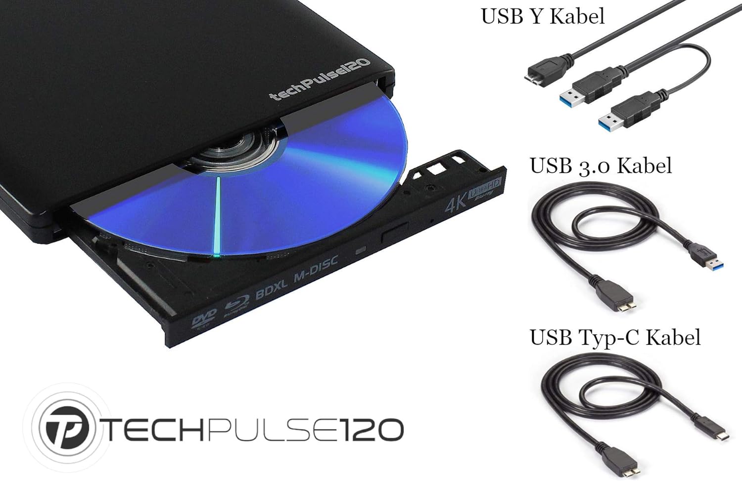 Bluray Writer USB 3.0 Listing Version 3 aluminium Black UHD 4K USB C