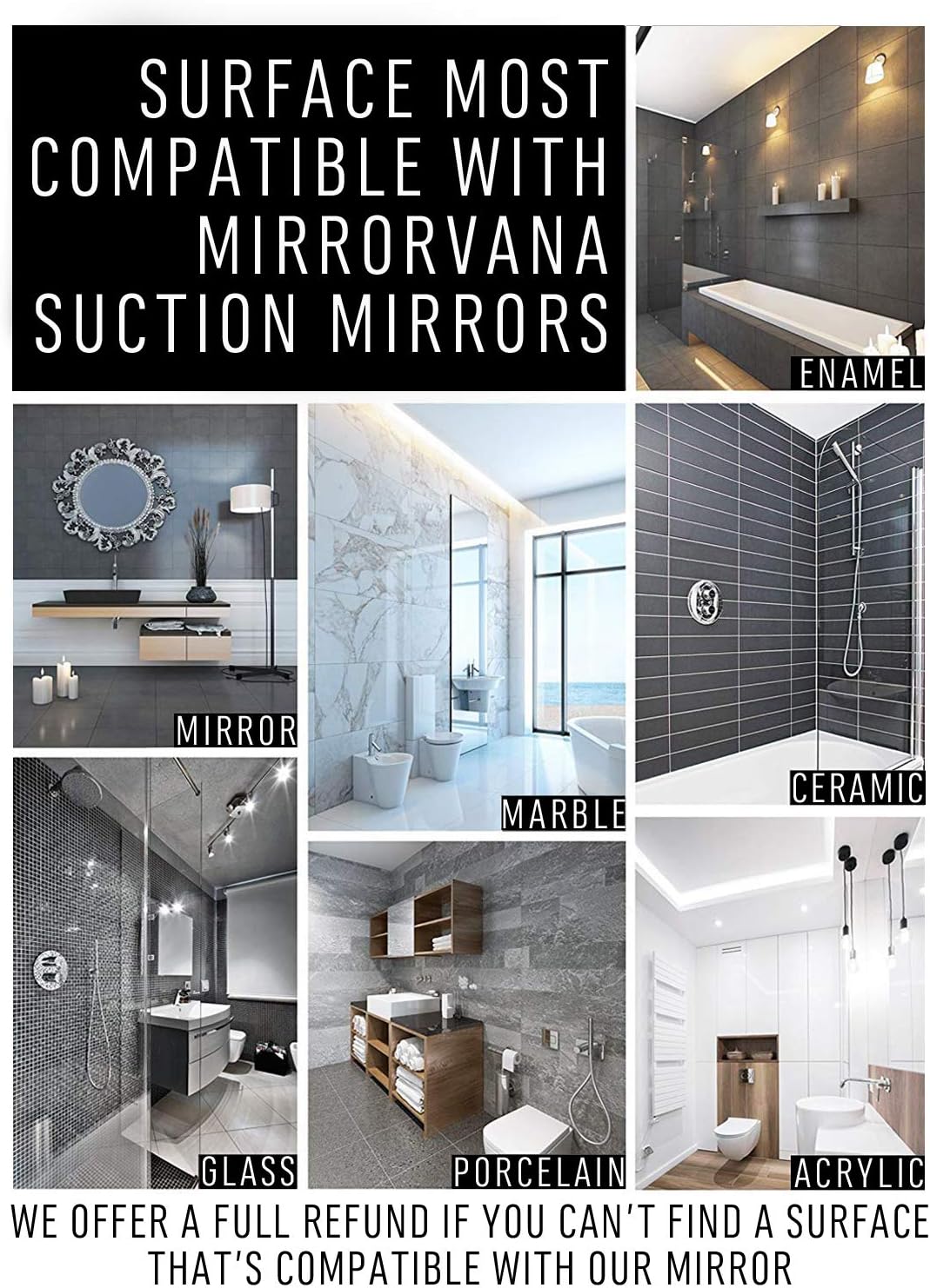 Mirrorvana Fogless Shower Mirror for Fog Free Shaving with Upgraded Suction-Cup, Shatterproof Surface and 360° Swivel, 6.3 x 6.3 Inch : Beauty