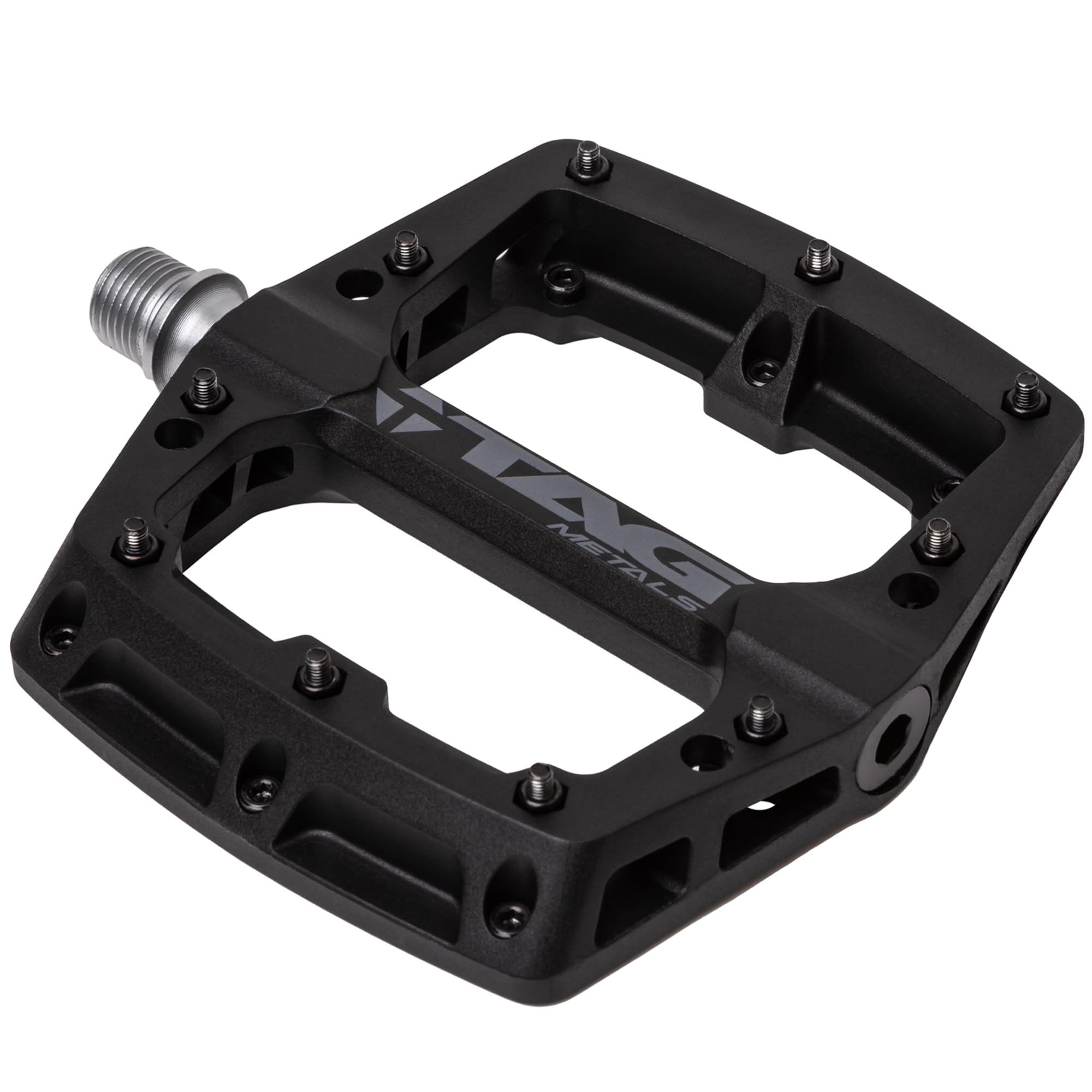 TAG Metals T3 Nylon MTB Pedals 9/16" Axle – Durable, Lightweight Platform Pedals with Anti-Slip Pins, Ideal for Mountain Biking and BMX (Black)