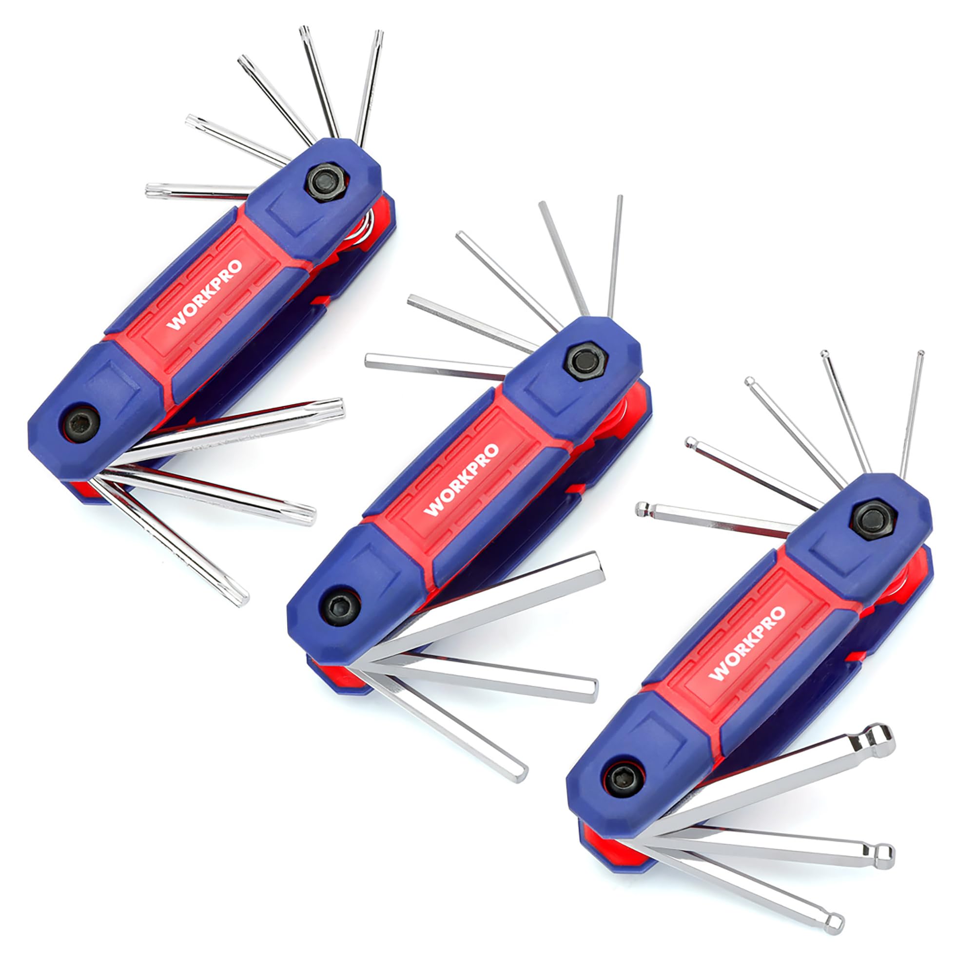 WORKPRO 24PC Folding Hex Key Set, Metric Ball End Key and Hex Keys, Torx Keys, Hexagonal Wrench Key Set for Bikes Automobile Machinery Repair