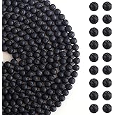 HERZWILD 470Pcs Lava Beads Round Black Lava Stone Beads Natural Gemstone Bead Volcanic Rock Stone Oil Diffuser Bead for Bracelets Necklace Jewelry Making(8mm)