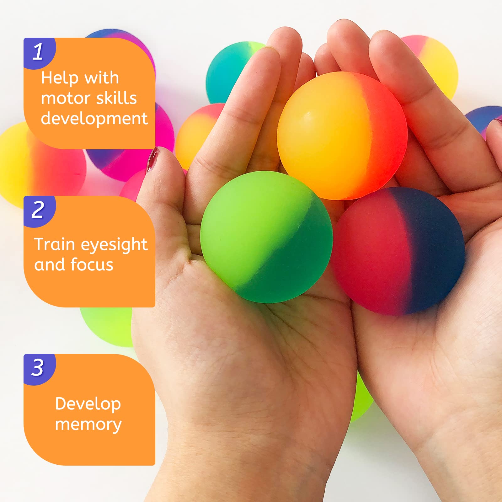 18 Pcs Bouncy Balls for Kids,45 mm Jumbo Super Bouncy Balls,Rubber High Bouncing Balls in Bright Assorted Multi Colors for Boys Girls Birthday Party Favors Carnival Prizes