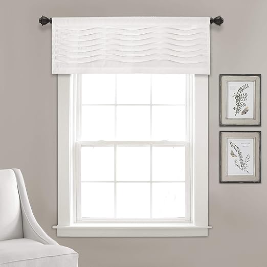 Amazon Com Lush Decor White Wave Texture Valance Pleated