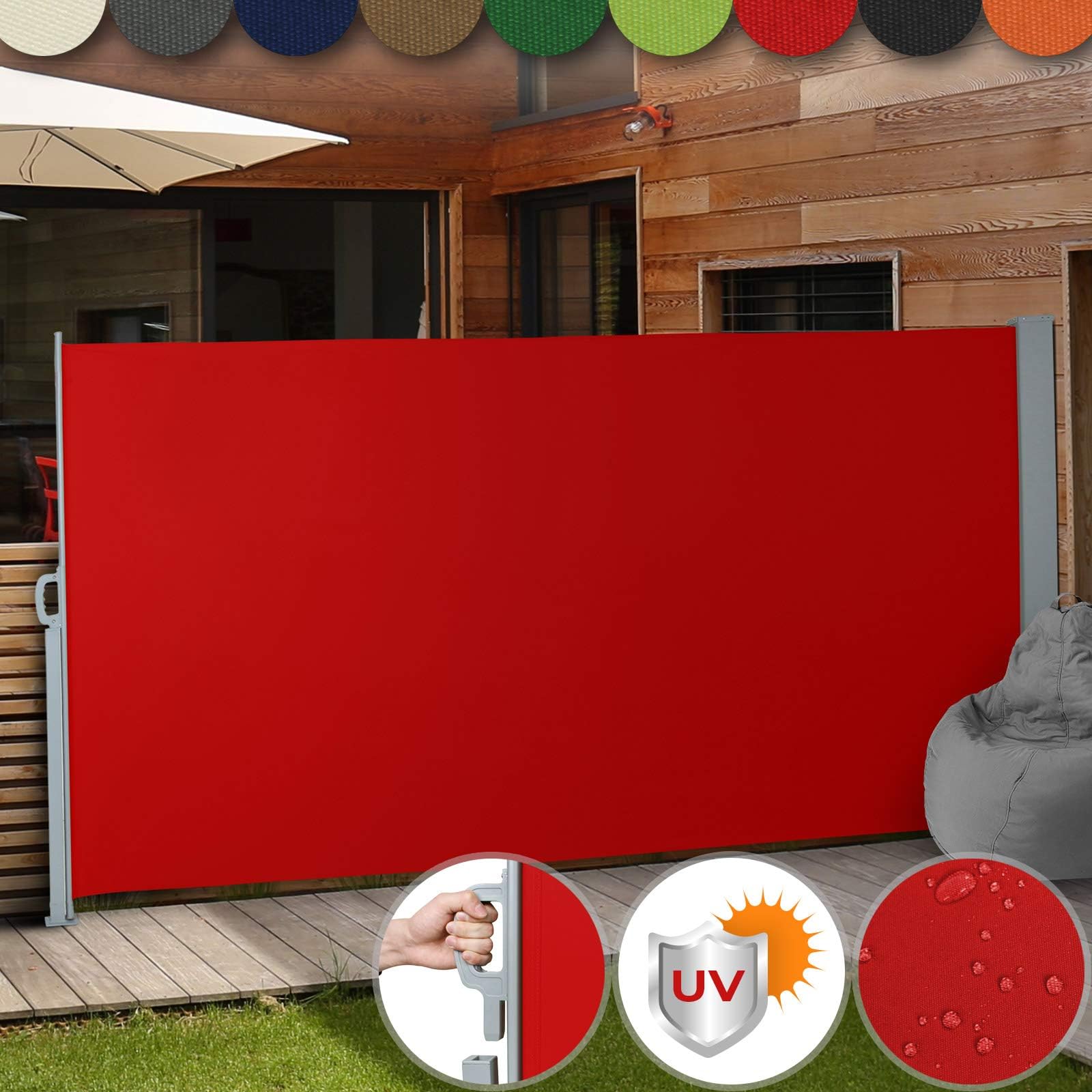 Jago Side Awning in DIFFERENT COLOURS AND SIZES (Red, 300 x 180 cm)