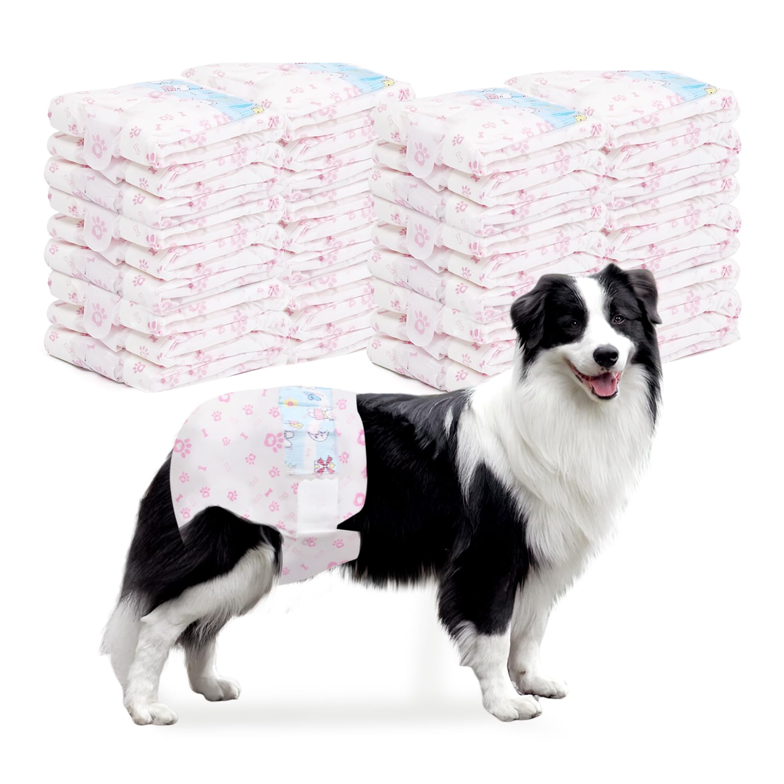 Photo 1 of Disposable Dog Diapers Female 90 Count Doggie Diapers for Female Dogs (Waist 16-23.5 in XL) Super Absorbent Extra Large Dog Pads for Heat Excitable Urination or Incontinence - Pink