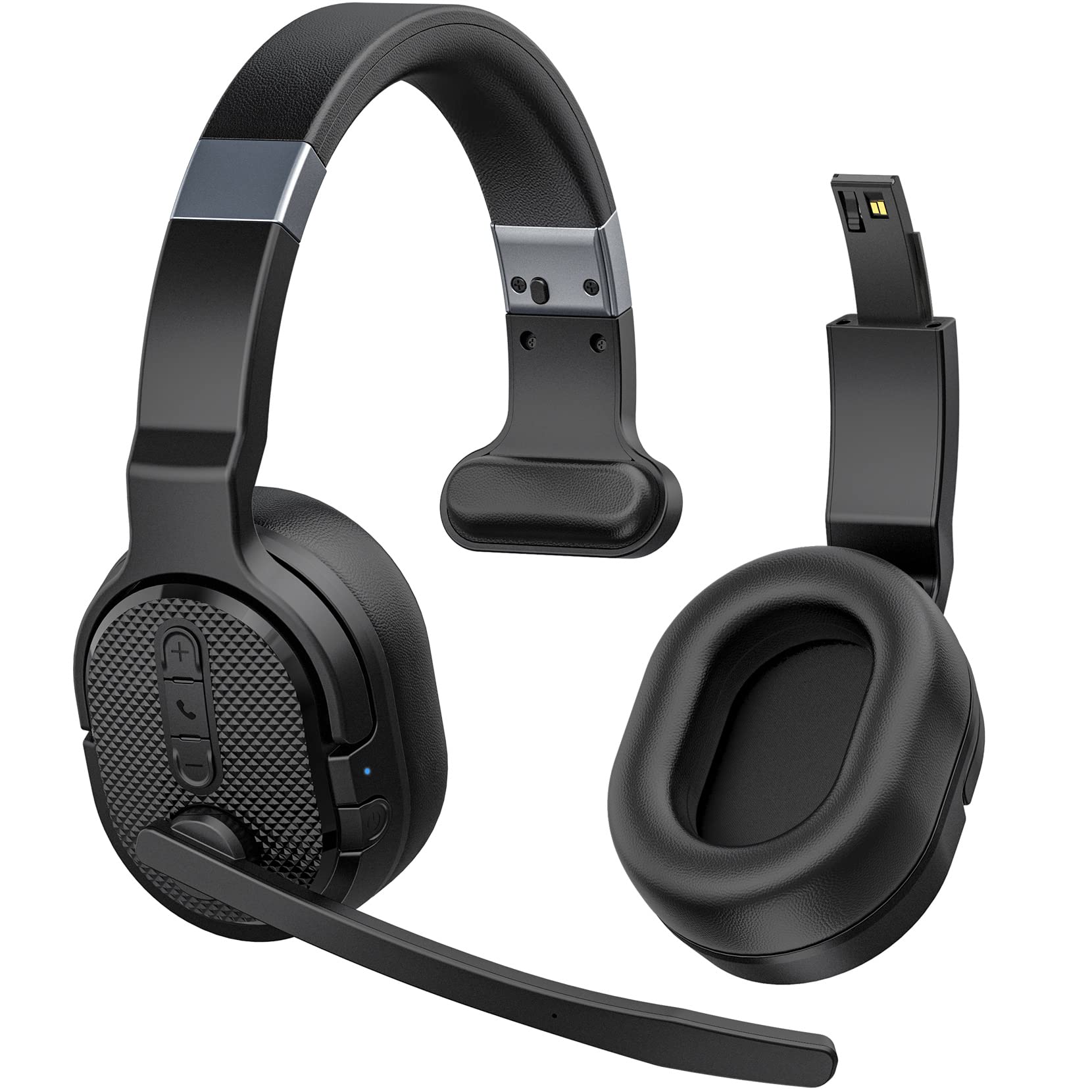 Photo 1 of COSMUSIS Trucker Bluetooth Headset, Wireless Headsets with Noise Cancelling Microphone, 50+Hrs HD Talktime Bluetooth Headphones with Detachable Earpad/Single+Dual Mode for Office/Driving/Home