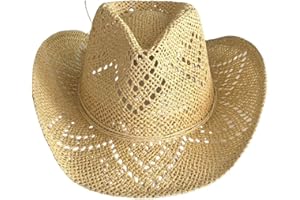 Straw Cowboy Hat for Women Men Western Cowgirl Hat Holiday Vacation Beach Sun Hat Wide Brim Summer Sun Protection Hat