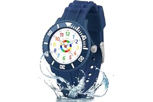 DTKID Educational Bracelet Watch for Children, Boy, Girl, Analogue Watch with Rotating Bezel with Exercises, Easy to Learn to Read The Time with Soft Strap