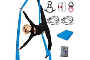 PRIOR FITNESS Aerial Silks Set, Professional Thicker Low Stretch Fabric 9/15/20 Yards Aerial Silk Swing Set with Hardware Guide, Yoga Starter Kit For Home, Aerial Yoga Hammock, Silks for Gymnastics, Antigravity Yoga, Inversion Exercise-All Levels