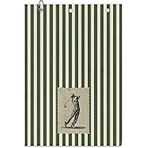 BCUANGD Vintage Golf Towel - Retro Green Stripe Golf Bag Accessories Towel, Trendy Preppy Disc Weave Waffle & Ball Towels with Carabiner Clip Birthady Gifts for Golfer Dad Grandpa Men, 16"x24"