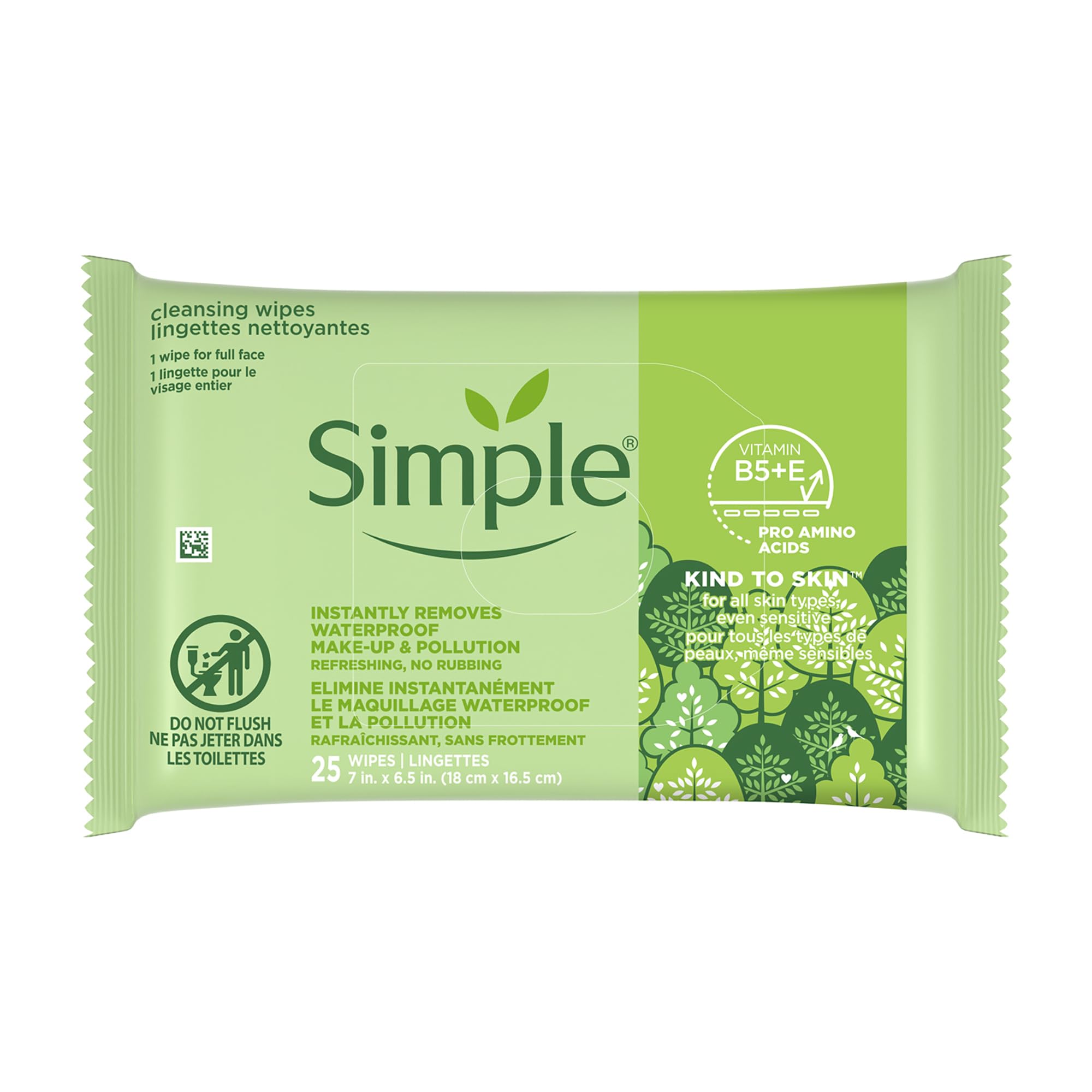 Simple Kind to Skin Facial Wipes, Cleansing, 25 count