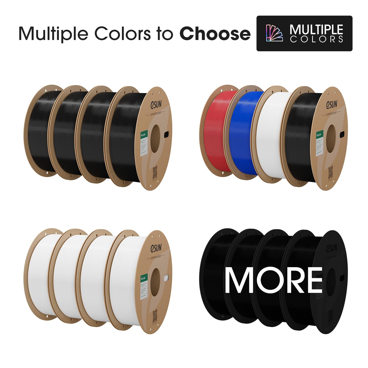 eSUN PLA Filament 1.75mm, Modifiziertes 3D Drucker Filament PLA, Maßgenauigkeit +/- 0.03mm, 1KG pro Spule, 4 Spulen 3D Druck Filament für 3D Drucker, Kaltes Weiß 7