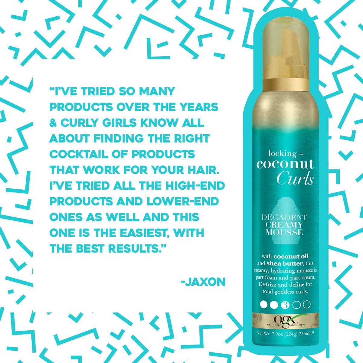OGX Locking + Coconut Curls Decadent Creamy Mousse, 7.9 Ounce : Beauty